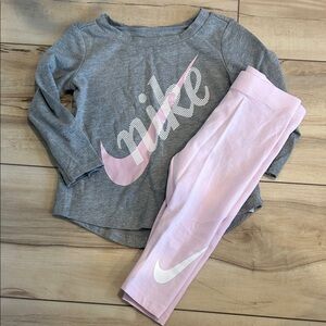 Nike Gray and Light Pink Toddler Set